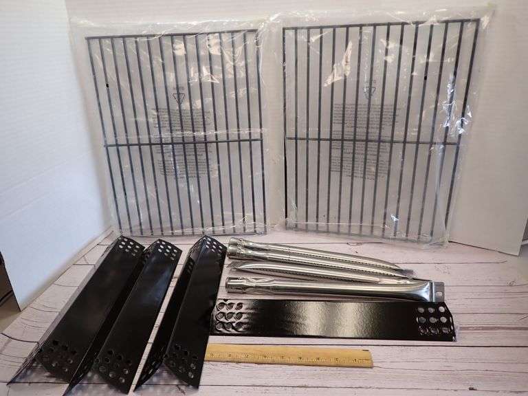 NEW Shinestar - TWO Grill Grates 17 3/16" x 13 1/2" Each Cooking Grid - Plus 4 burners and 4 shields