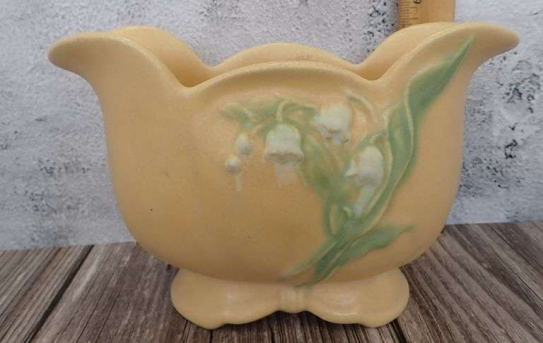 Weller Pottery Lily of the Valley Footed Ceramic Vase/Planter