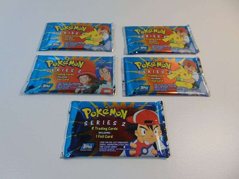 Lot of 5 Pokemon Topps Series 2 Factory Sealed Booster Pack