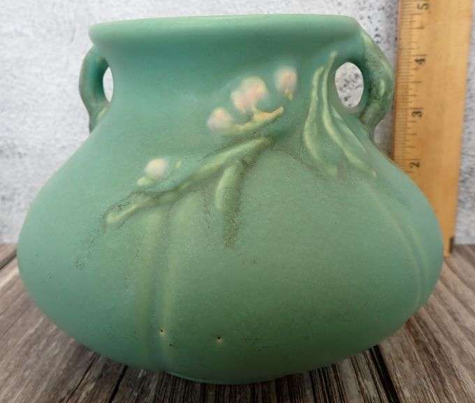 Weller Pottery F-2 Floral Bouquet Turquoise Vase 1930s