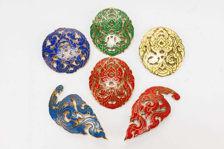 c. 1939 Enamel and Metal Siamese Pins- Marked Siam