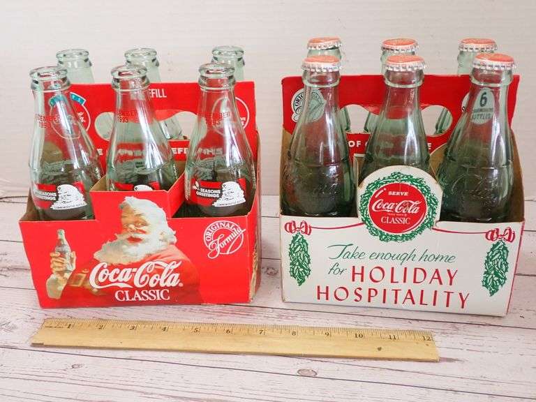 Coca-Cola Collectable 6 pack Bottles - 1993 Seasons Greeting Commemorative - 1988 Holiday Hospitalit