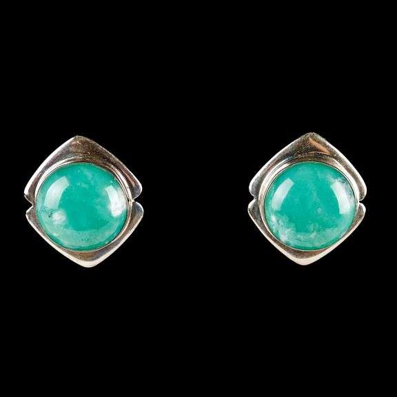 Designer Jay King Sterling Silver Green Turquoise Earrings