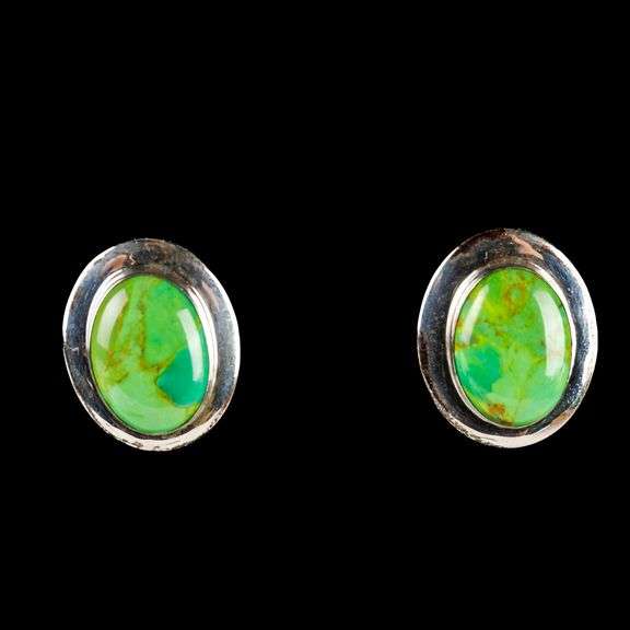 Designer Jay King Sterling Silver and Green Turquoise Earrings