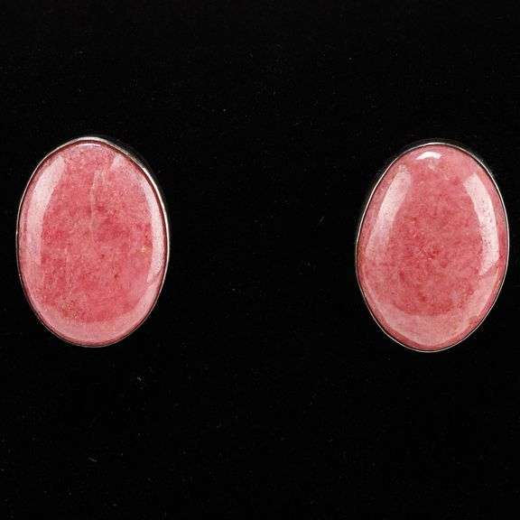 Designer Vidal Chavez Sterling Silver and Pink Rhodonite Earrings