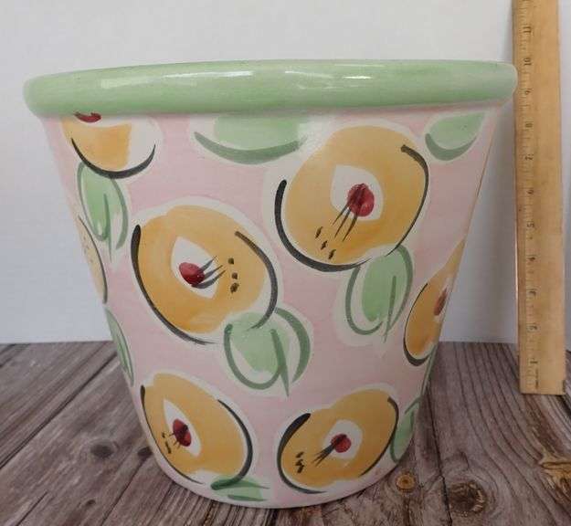 Fioriware Pottery Planter Vase 10" tall Pastel Flowers Zanesville Ohio