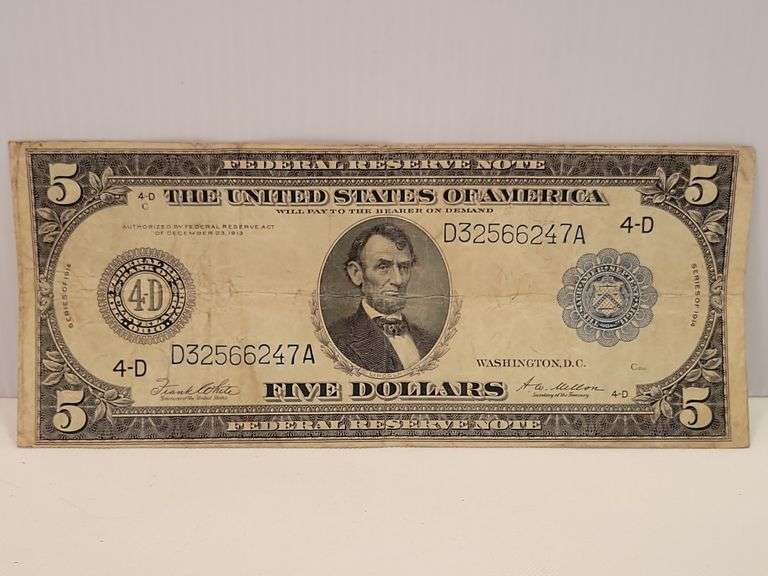 1914 $5 Blue Seal Cleveland Note