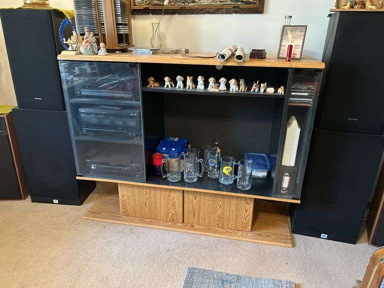 Optimus Disc Unit / Sony Control Center & VHS Player with Cabinet & Speakers, 2 Narrow Shelves