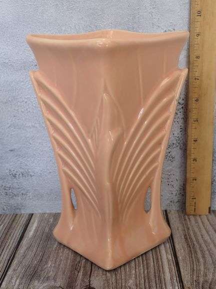 McCoy Pottery Pink Art Deco Palms Vase