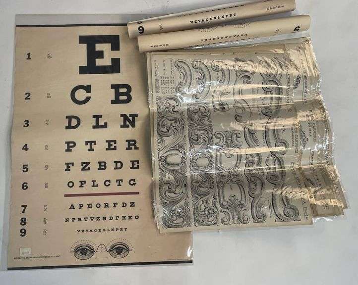 VINTAGE EYE CHARTS AND ADVERTISING POSTER COLLECTION. - Auction Ohio