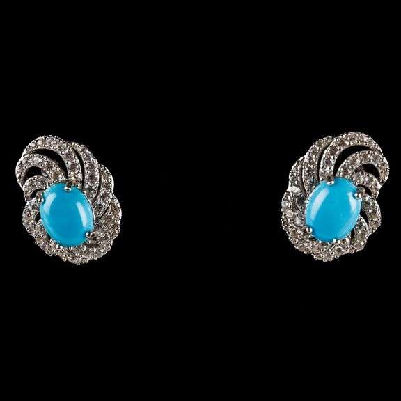 Sterling Silver and Blue Stone Earrings from India