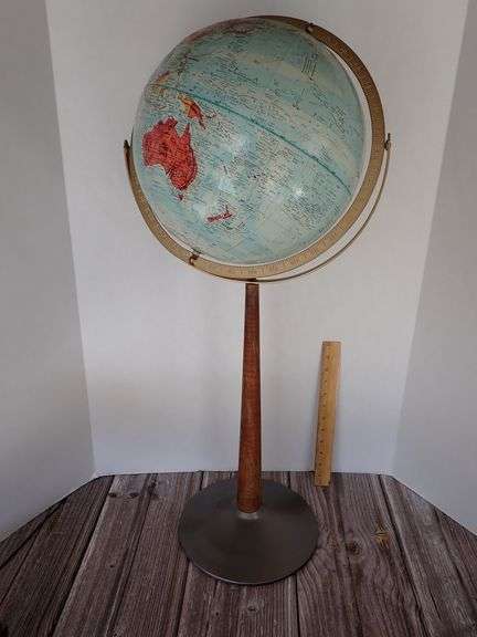 Vintage 12-Inch Replogle World Nation Globe on Mid Century Modern Stand