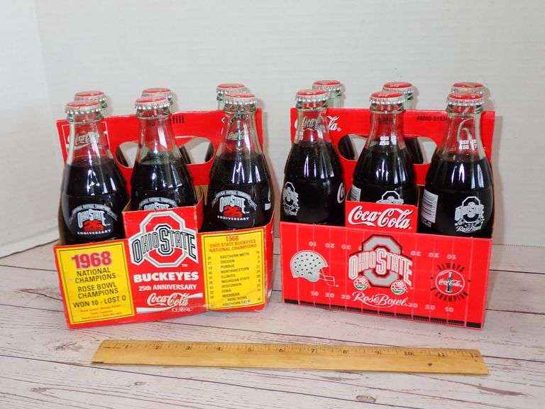 Coca-Cola Collectable 6 pack Bottles - 25th Anniv OSU 1968 Champs - OSU Rose Bowl 1997