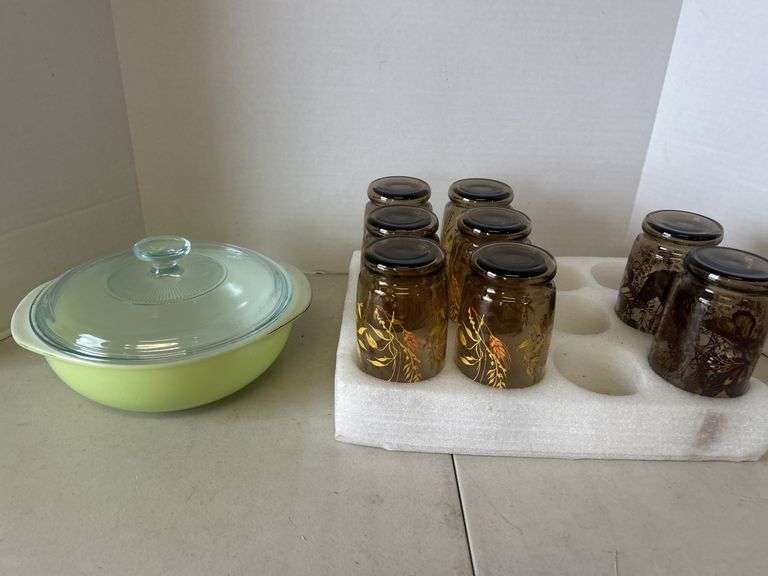 Vintage Glasses & Pyrex Casserole