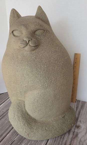 Large Cat Sculpture By Paolo Grasso Made Of Polystone Resin 30"
