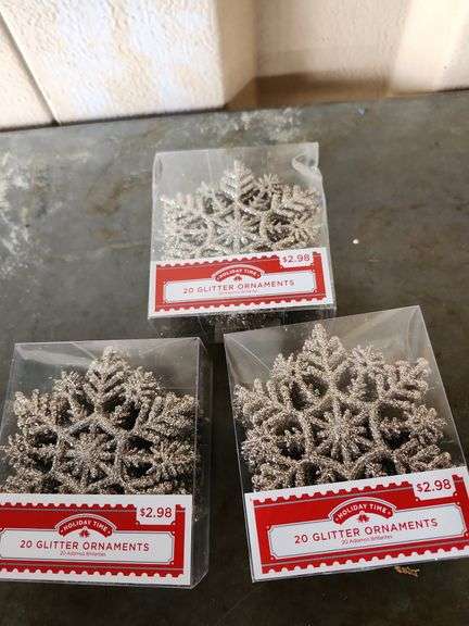 60 Count Glitter Snowflake Ornaments