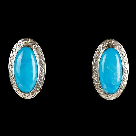 Designer Jay King Desert Rose Trading Sterling Silver and Turquoise Earrings
