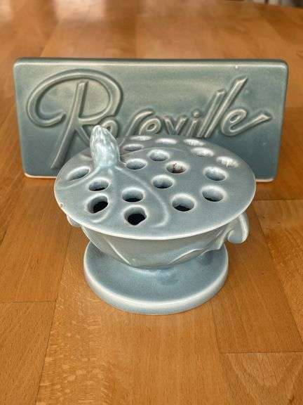 Roseville-Style Wall Plaque & Authentic Teasel Flower Frog – 7.25" & 3"