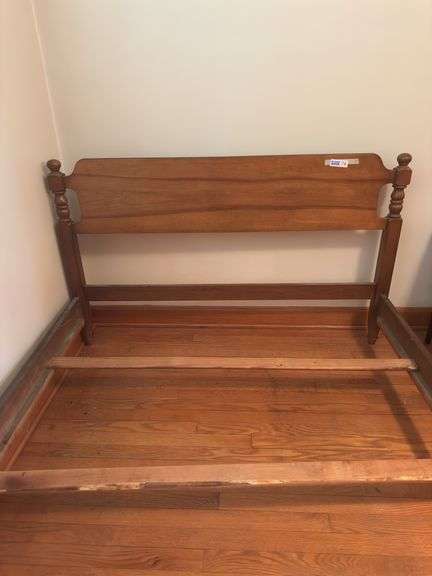 Vintage Wood Bedframe w/ Headboard & Footboard