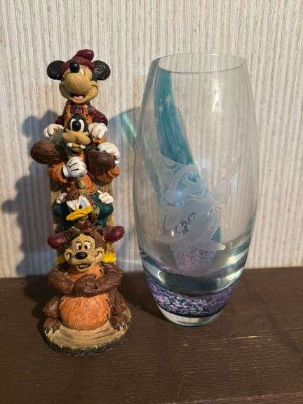 Disney Totem Pole & Fantasia Glass Vase
