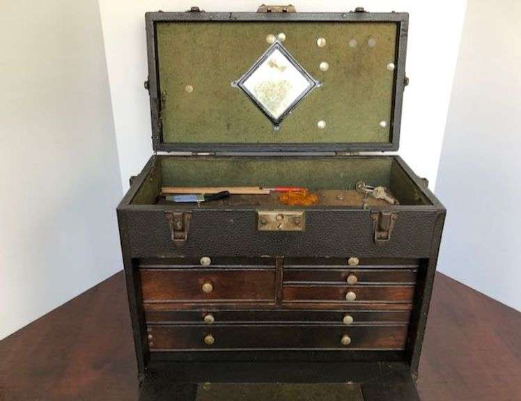 Antique Leatherette 7-Drawer Machinist Toolbox - Eagle Lock Company?