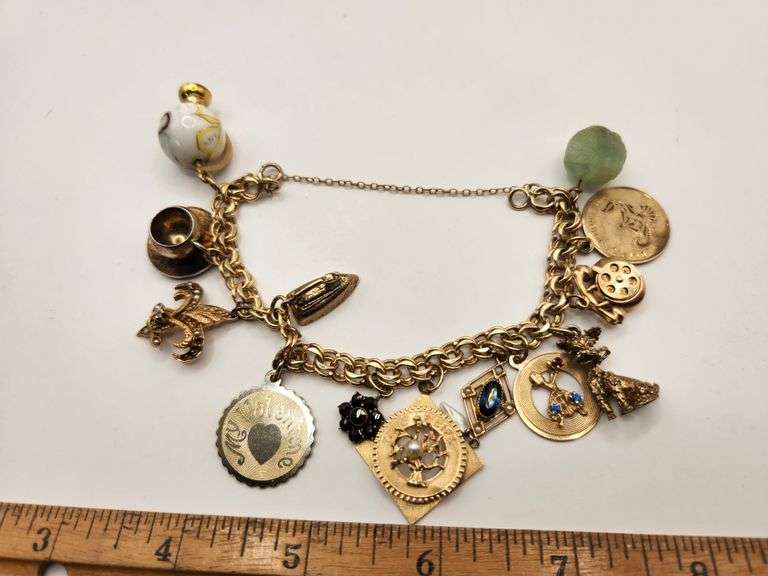14k Gold Filled Charm Bracelet with 14k Gold, Sterling and Gold-Filled Charms