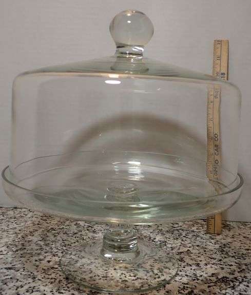 Clear Glass Cake Stand with Dome Clear Ball Stem Plate with Lip Edge