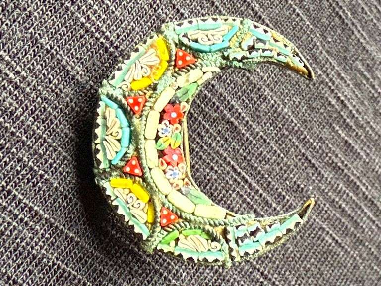 Antique Mosaic Millefiori Brooch, Made in Italy