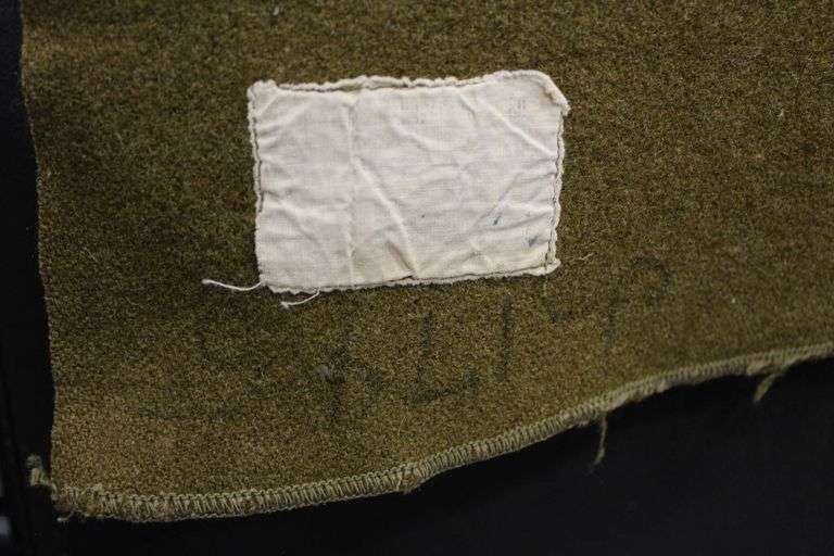 Military Antique Olive-Green Wool Textile with Markings