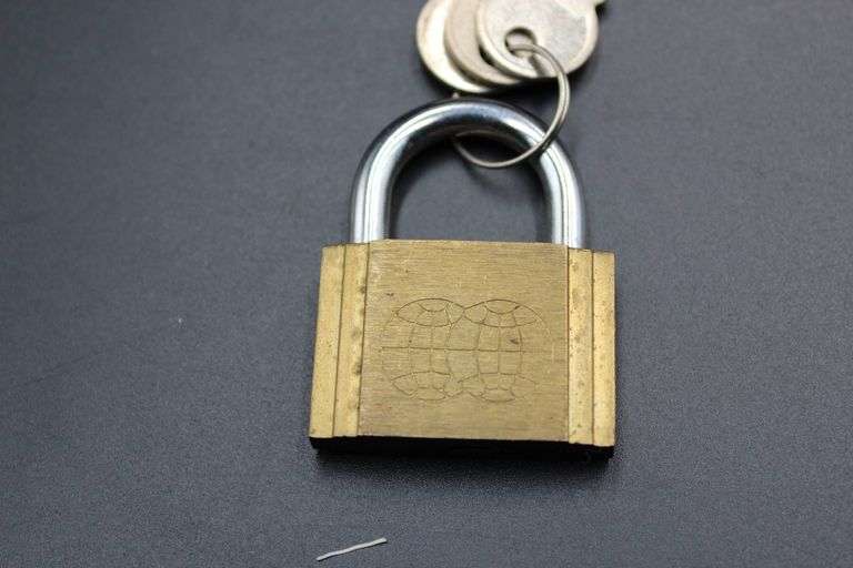 Three Antique Brass and Metal Padlocks with Keys