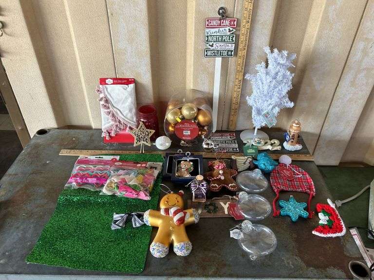 Assorted Ornaments, Small Tree, & Small Signs