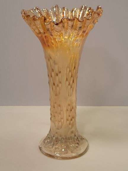 Fenton Knotted Beads Crimped Vase