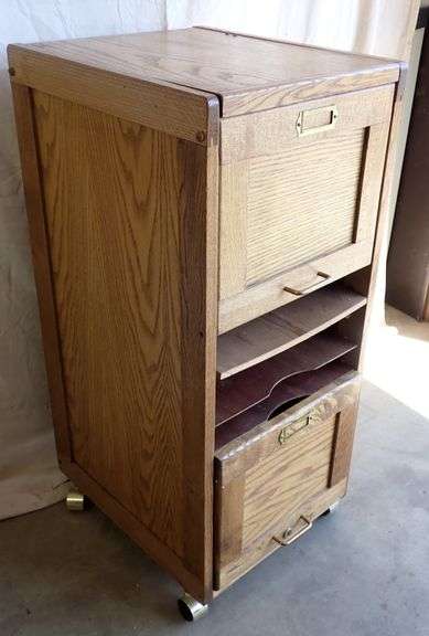 Rolling Wood Filing Cabinet