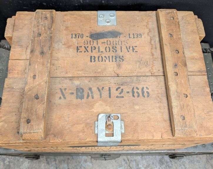 Wooden Military Ammunition Crate with Stenciled Markings, X-Ray 12-66