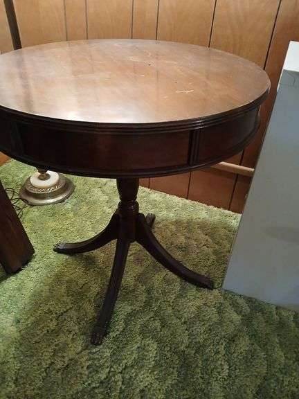 Antique Drum Table with Drawer Auction Ohio