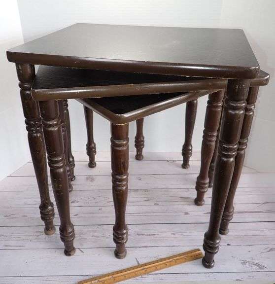 3 Vintage Nesting Tables that sit perfectly on top of the next.