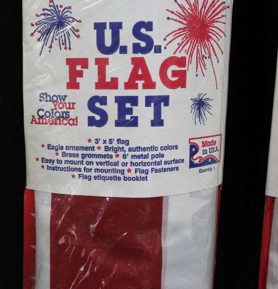 U.S. Flag Set with 3′ x 5′ Flag and 6′ Metal Pole, Made in USA