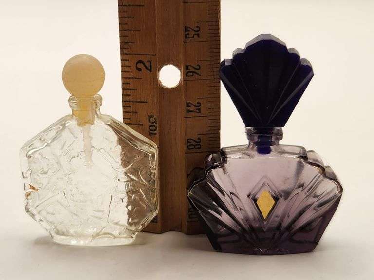 Two Vtg Small Glass Perfume Bottles
