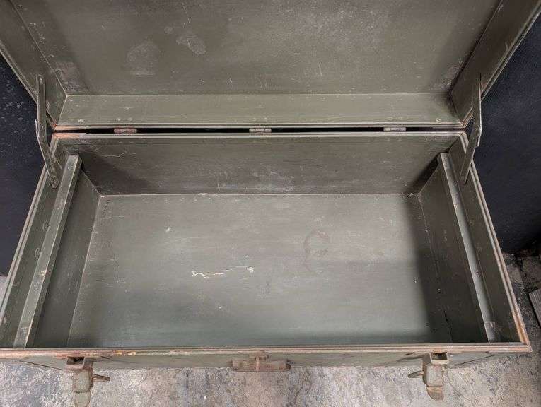1949 Military-Style Metal Trunk With Dividers
