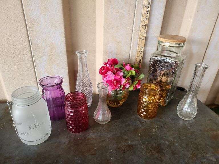 Assorted Colored Jars & Vases