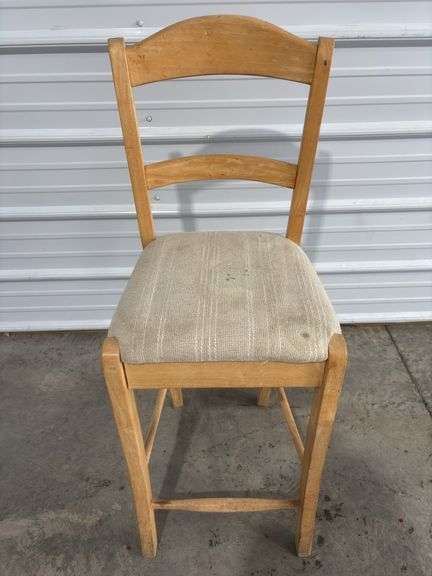 Wooden Stool with fabric seat