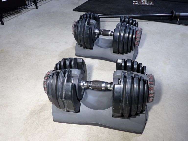 MATCHING PAIR - Bowflex 550 Adjustable Dumbells  w/saddle stands