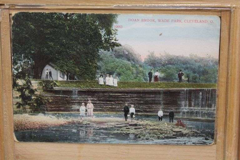 Wooden Frame Displaying Vintage Cleveland, Ohio Postcards