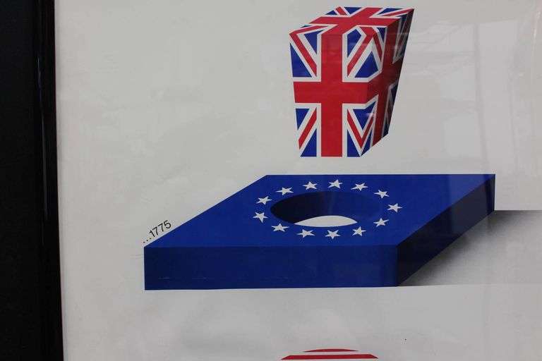 Framed Artwork Depicting Brexit and U.S.-E.U. Relations by MTS
