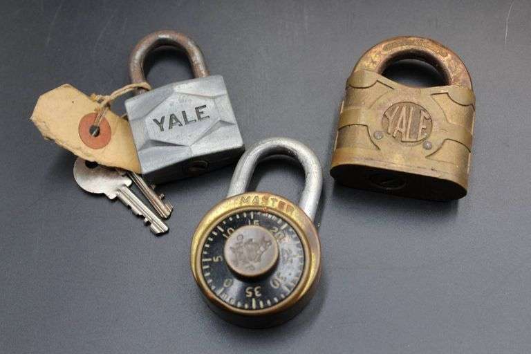 Three Vintage Padlocks: Yale and Master Brands