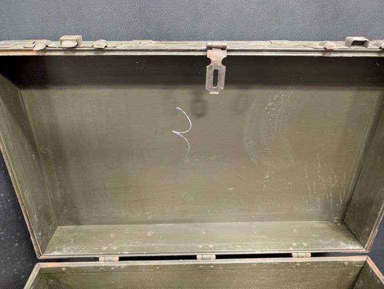 Metal Military-Style Storage Trunk with Latches and Handles