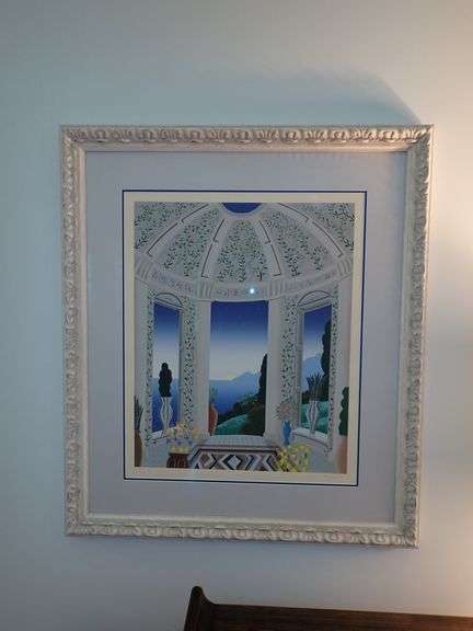 Large Professionally Framed Matted Pencil Signed Serigraph - Moon Temple by Thomas McKnight