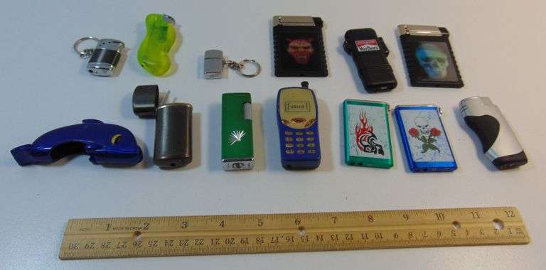 Lot Of (13) Unique Lighters & Lighter Cases