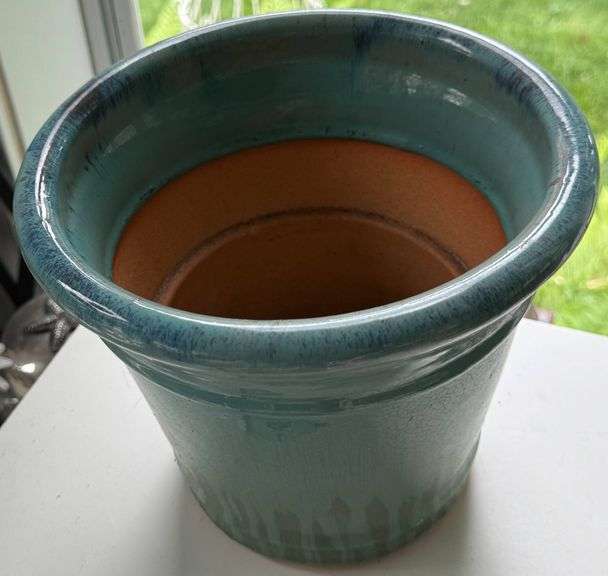 Beautiful Drip Glaze Turquoise Terra Cotta Planter Pot Auction Ohio