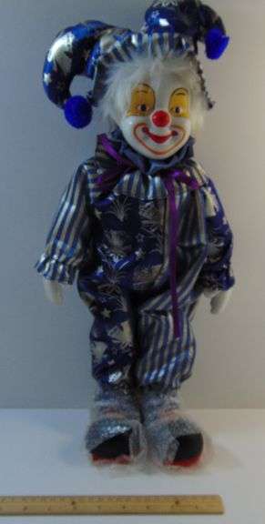 Vintage 20" Tall Porcelain Jester Clown Figure